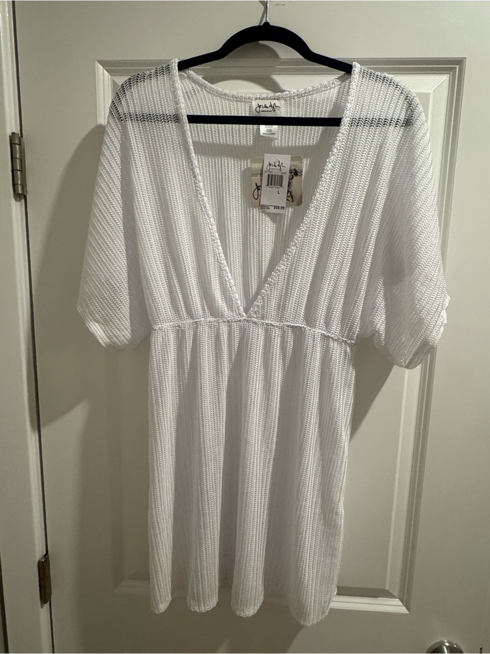 Jordan Taylor White Mesh V-Neck Swim Coverup